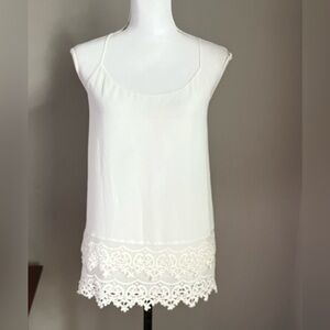 Naked Zebra Tank Top Ivory Lace Detail Spaghetti Straps Festival Boho Beach M